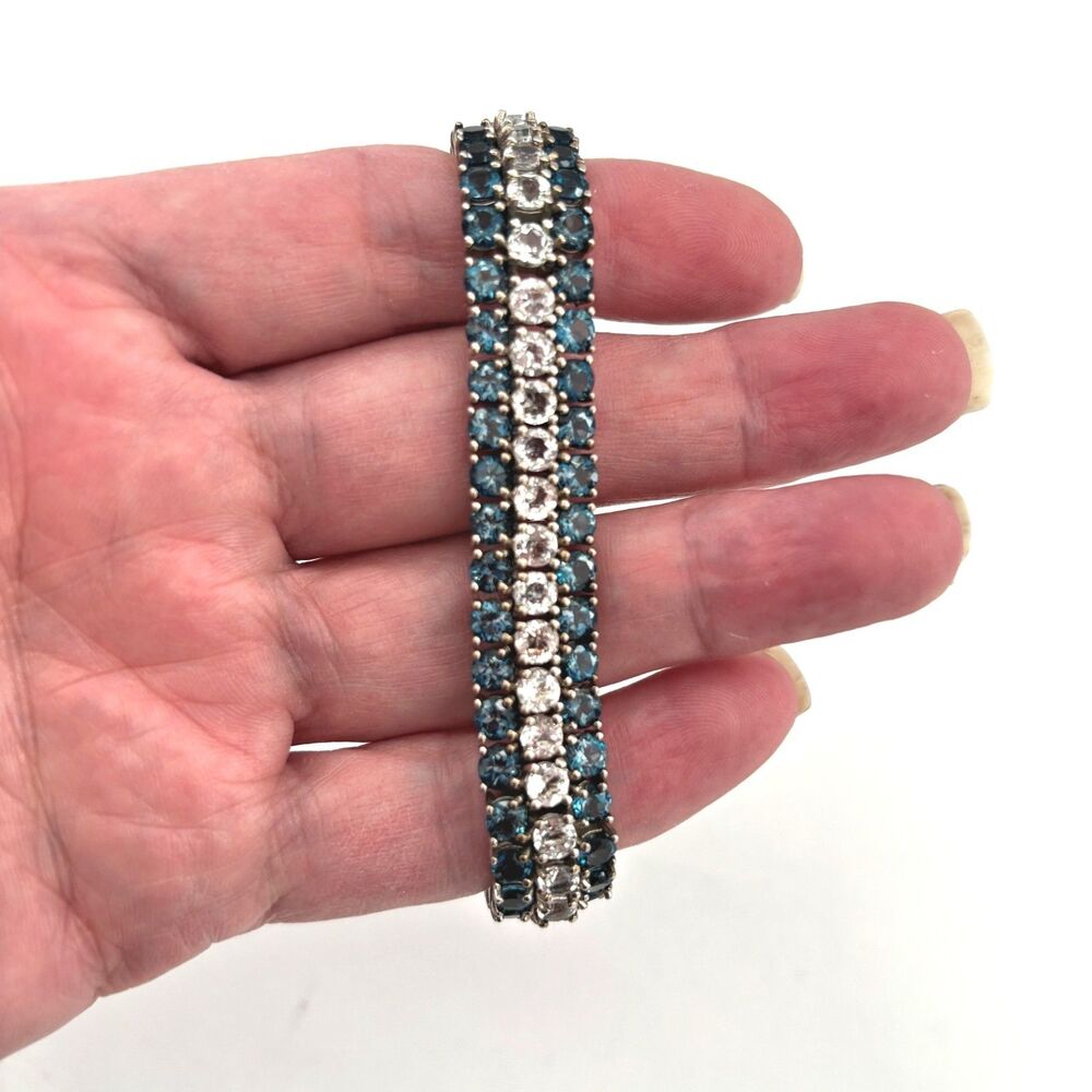 Sterling Silver 925 Stacked CZ Tennis Bracelet Old Money Parisian Capsule Luxury